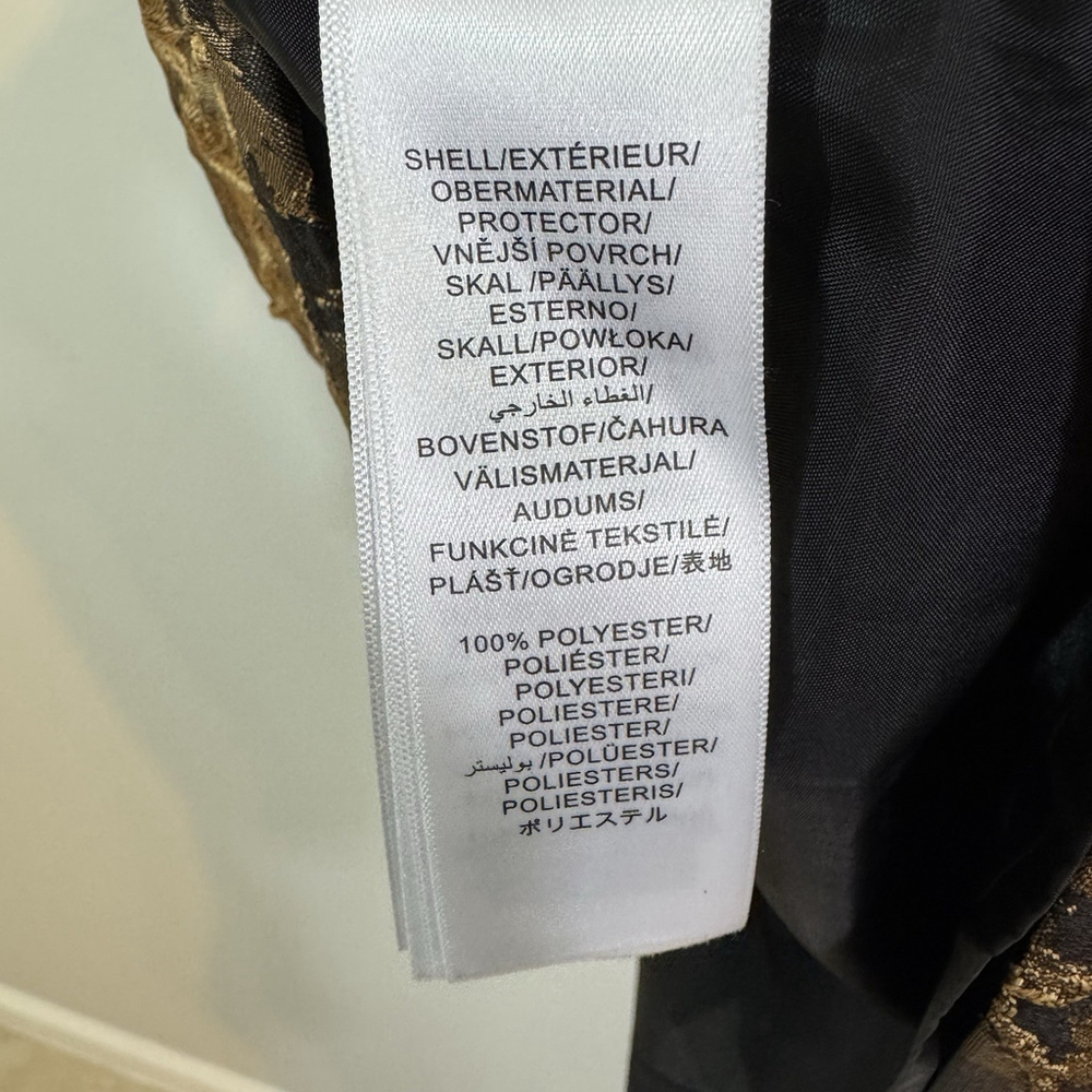 ADRIANNA PAPELL Bias Collar Shift Cocktail Dress Gold Black Size 14 - Picture 10 of 11